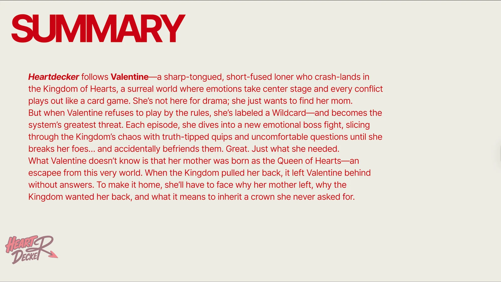 Heartdecker pitch deck — summary slide